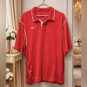 NWOT Nike Men's XXL Dri fit Polo Shirt in Bold Red with White Accents